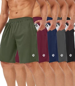 5 Pack Mens Shorts Casual with Pockets,Mens Athletic Shorts 9''Quick Dry Basketb - Picture 1 of 12