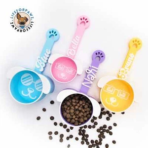 Personalized Dog Food Scoop - Custom Engraved Name Puppy Kibble Measurer - Picture 1 of 8