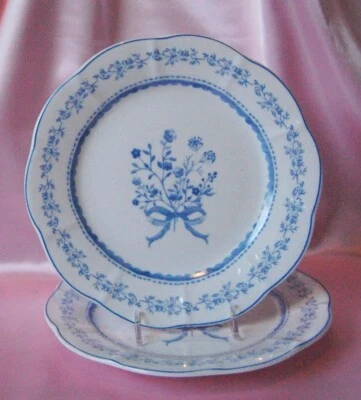 GRACE'S TEAWARE graces teaware Blue Floral porcelain 8" Salad Plates set of 2 New Bow