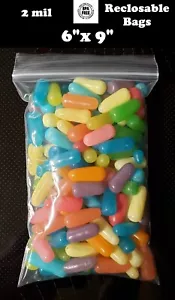 100 - 6" x 9" ZIP SEAL TOP LOCK BAGS CLEAR 2 MIL PLASTIC RECLOSABLE MINI BAGGIES - Picture 1 of 1