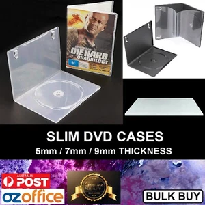 ULTRA SLIM DVD Cases 5mm 7mm 9mm Slim DVD Covers Black Clear Slimline Spine - Picture 1 of 5