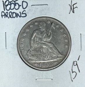 1855-O FLECHAS SENTADAS LIBERTY MEDIO DÓLAR DE PLATA ~ XF ~BONITA MONEDA~ - Imagen 1 de 2