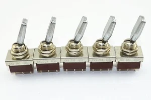 5Pcs A 250V 3A 3 Position ON/OFF/ON DPDT Flat Handle Toggle Switch - Picture 1 of 2