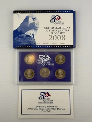 2008 S - 50 State Quarters Series - 5 Clad Quarter Proof Set - Image 1 of 3