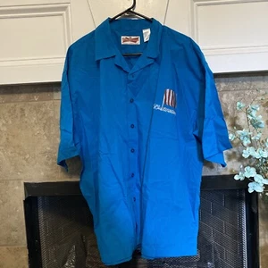 Budweiser Official Merchandise Short Sleeve Button Blue Shirt Size 2XL NWT New - Picture 1 of 5