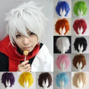 Peluca Cosplay Unisex Anime Corta Peluda Pixie Recta Disfraz Peluca Rubia Blanca Pw - Imagen 1 de 36