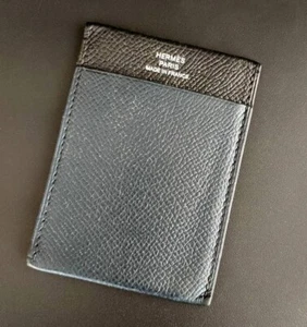 Hermes MC2 Gama Jungle Veau Epsom Cuero Tarjetero Estuche para Tarjetas Negro Azul Marino - Imagen 1 de 4