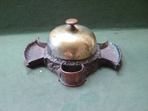 1890s Shop Hotel Desk Bar Counter Brass Bell & Vesta Ashtray Russell & Erwin USA - Picture 1 of 9