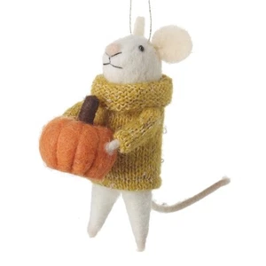 Heaven Sends Felt Mouse Holding Pumpkin Halloween Decoration Hanging Ornament - Picture 1 of 1