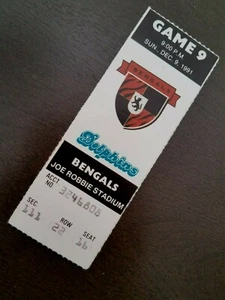 1991 MIAMI DOLPHINS Bengal Tigers Ticket Stub NFL Joe Robbie Memorabilia - Picture 1 of 3