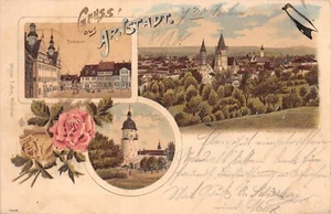 Gruss aus Arnstadt Marktplatz Neuthor-Turm Litho AK 1901 - Bild 1 von 2