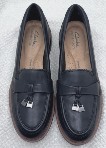 Scarpe mocassini Clarks neri Westlynn Bella suola spessa nappa slip on 7 5