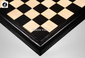 23" Ebony Wood & Maple Wood Solid Luxury Handmade Chessboard with Carved Border - Picture 1 of 6