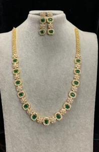 Bollywood Indian Necklace Set AD CZ Bridal Party Jewellery set Wedding Women - Picture 1 of 3