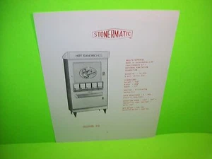 Máquina expendedora de sándwiches Stonermatic modelo F2 original folleto de ventas promocional - Imagen 1 de 2