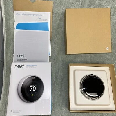 Nest T3007ES Wi-Fi Learning Thermostat - Stainless Steel OPEN BOX - Image 1 of 4