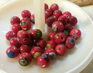 Jewelry Findings: 40PCS 10mm Red Asian Style Ceramic Beads 05-01-2021 - Picture 1 of 11