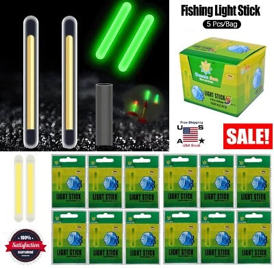 200× Fishing Float Glowing Sticks Night Clip On Dark Fluorescent Green Lights US - Image 1 of 4