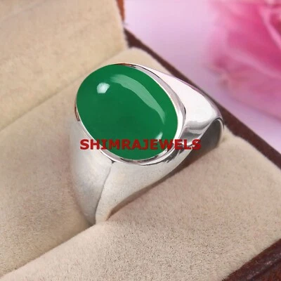 Natürliches Grün Onyx Edelstein Mit 925 Sterlingsilber Herren Ring #1080 - Bild 1 von 4