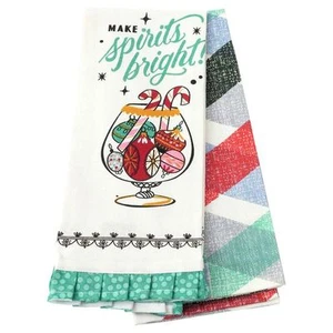 Juego de 2 toallas de té de cocina brillantes Hallmark Christmas Spirits nuevas - Imagen 1 de 1