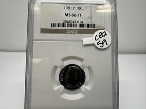 1981 P NGC MS66 FT Full Torch Roosevelt Dime Free Shipping CB2-59 - Picture 1 of 4