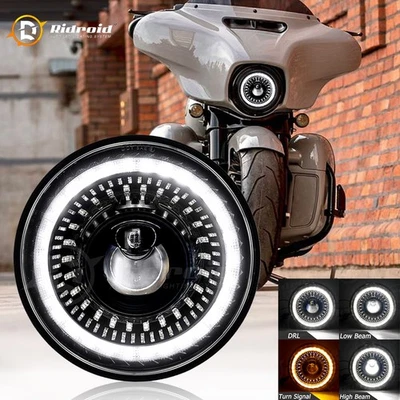 Nuevo faro LED redondo de 7 pulgadas DRL luz de giro para Harley Davidson Fat Boy FLSTF Foto 1 de 4