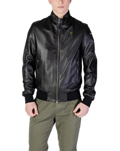 Blauer Leather Jacket Classic Style Men Black - Picture 1 of 4