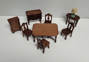 Vintage 9 teiliges Konvolut Strombecker Spielzeuge Puppenstube Nussbaum Möbel Spielzeug - Bild 1 von 8