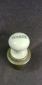 Porcelain Waste Knob for Trip Lever Bathtub Drain Black White Brass Nickel Plate - Picture 1 of 14
