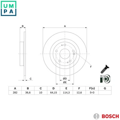 2x BRAKE DISC 0 986 479 G90 FOR HONDA CIVIC/X/Hatchback P10A4/P10A2 1.0L 3cyl - Image 1 of 4