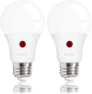 Jaspertronics™ Dusk to Dawn A19 LED Edison Bulbs, 2700K, 9W (60W Eqv.), 2 Pack - Picture 1 of 9