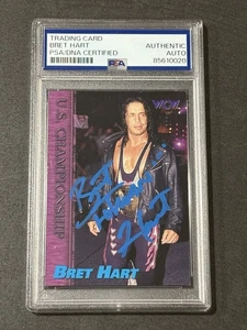 BRET HART 1998 TOPPS WCW/NWO SIGNED AUTOGRAPHED CARD PSA/DNA CERTIFIED - Picture 1 of 2