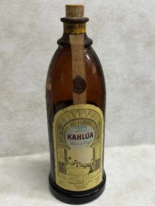 Vintage 1937 Kahlua Coffee Liqueur Liquor Glass Bottle w/ Ribbon & Cork - Picture 1 of 14