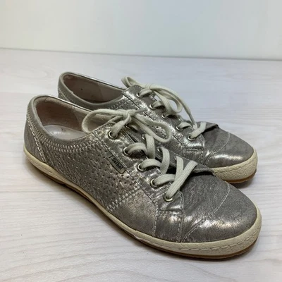 Josef Seibel Mujer US 6 EU 37 Caspio Plateado Metálico Cuero Tenis Zapatos Foto 1 de 4