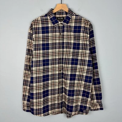 Line of Trade Para Hombres Talla XL Azul Tartán Franela Escocesa Leñador Camisa Abotonada Foto 1 de 4