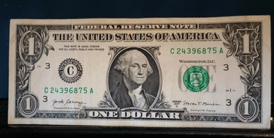 8 digit Broken Ladder 2-9 Fancy Serial Number One Dollar Bill C 24396875 A - Image 1 of 2