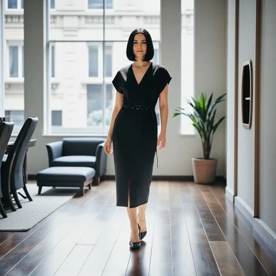 Nuevo con etiquetas Vestido Lela Rose Lana Crepé Talla 6 $1450.00 Foto 1 de 4