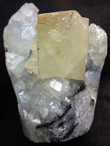 CALCITE CUBE W/ APOPHYLLITE CRYSTALS MINERALS SPECIMENS - Picture 1 of 5