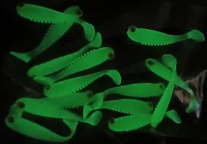Shad Paddle Tail Swimbaits 2" Soft Lure Minnow Fishing Fish Bait UV GLOW 15 pcs - Picture 1 of 7