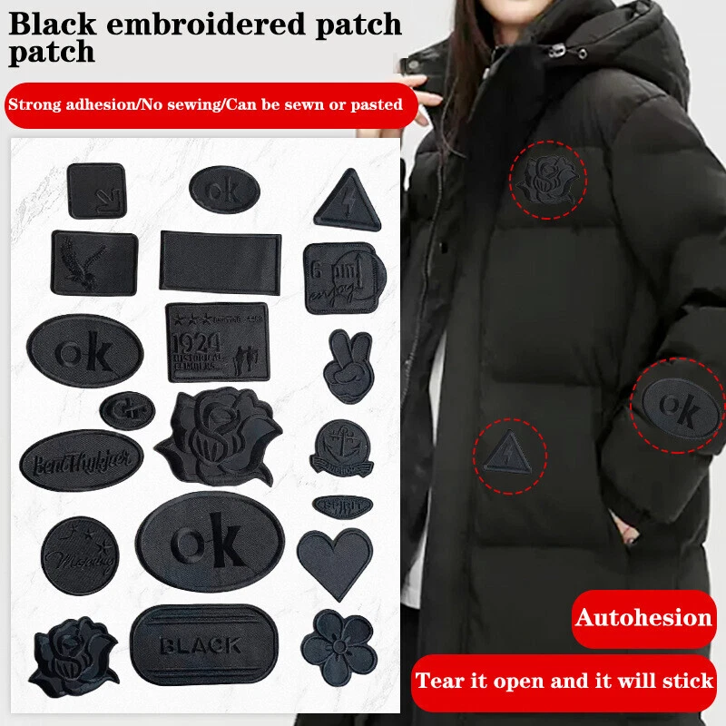 4 Aufnäher Als Kopfhörer-Durchführung | Schwarz, Ca. 35x35 Mm & 53x36 Mm | Für Rucksack, Jacke & DIY-Projekte