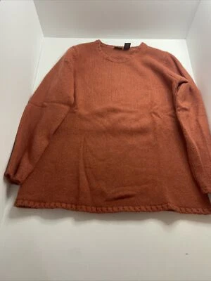 Suéter feminino LL BEAN M lã de cordeiro angorá malha gola redonda manga longa laranja - Imagem 1 de 4