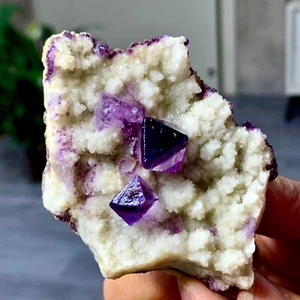105G Rare transparent purple cubic fluorite mineral crystal sample/China - Picture 1 of 24
