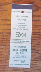 PROVIDENCE, RHODE ISLAND STREICHHOLZSCHACHTELHÜLLE: BLAUDRUCK CO. KEUFFEL & ESSER CO. -B - Bild 1 von 2