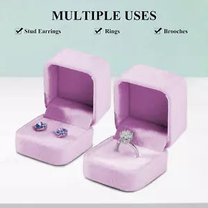 2 Pack Velvet Ring Boxes, Earring Pendant Jewelry Case, Ring Earrings Gift Bo... - Picture 1 of 1