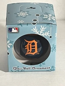 DETROIT Baseball Glass Ornament 2014 Dark Blue W/Orange Stripes - Picture 1 of 12
