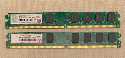 2X 2GB Transcend (4GB) PC2-6400U (DDR2 800) desktop  RAM - TESTED - Image 1 of 2
