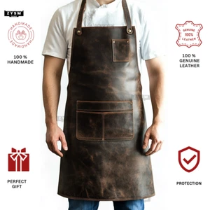 Leather Apron for BBQ, Woodworking, and Crafting - Long Leather Apron - Picture 1 of 7