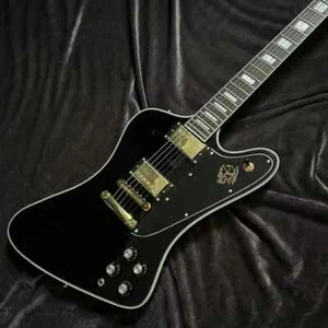 Firebird Chitarra Elettrica, Corpo in Mogano, Colore Nero, Hardware Dorato 6 Corde - Foto 1 di 12