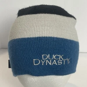 Cappello berretto invernale Duck Dynasty nero grigio blu a righe maglia logo ricamato - Foto 1 di 9