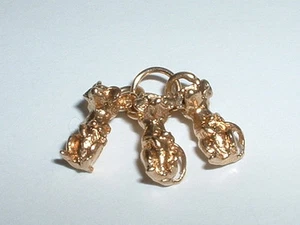 VINTAGE 14K GELBGOLD 3D DREI BLINDE MÄUSE CHARM - Bild 1 von 3